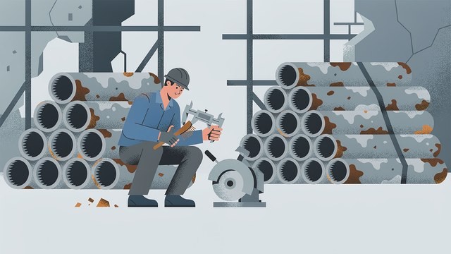 拆下的旧镀锌管 检查壁厚 锈斑