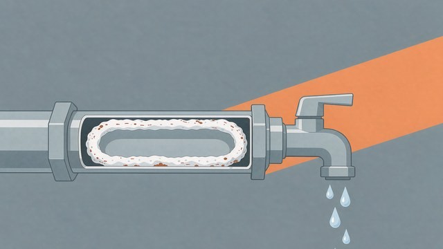 镀锌管接热水龙头 内壁白色水垢