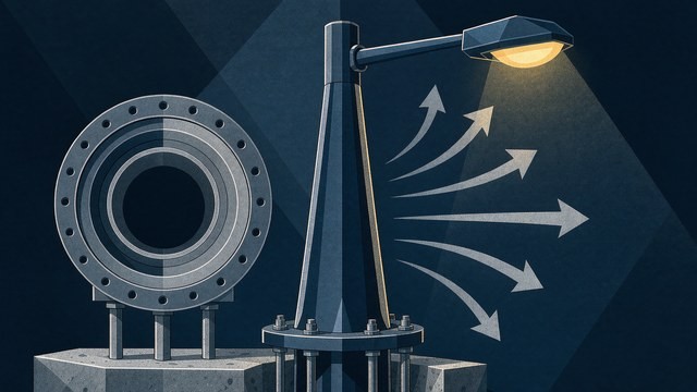 路灯灯杆结构与风载受力示意