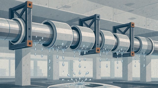 镀锌给水管夏季结露与保温层剖面示意