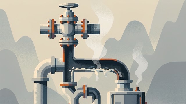 温泉水管路内壁硫化与结垢示意