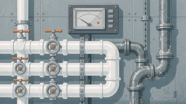 超纯水管道材质与镀锌钢管溶出对比示意
